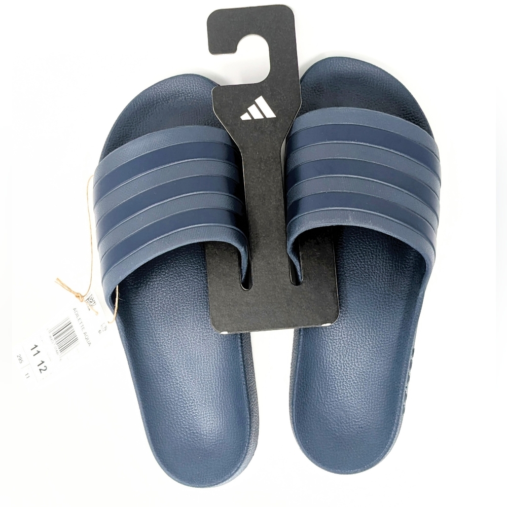 BRAND NEW! Men's Adidas Adilette Aqua Navy Blue Slides M/11 W/12 - Picture 3 of 4
